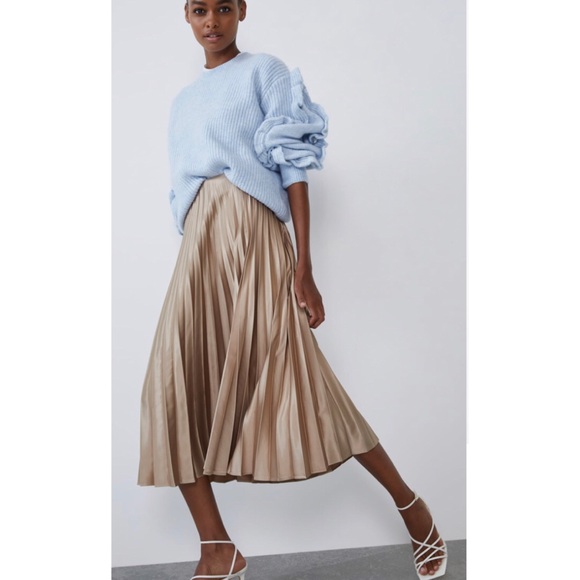Zara pleated satin effect skirt Clearance